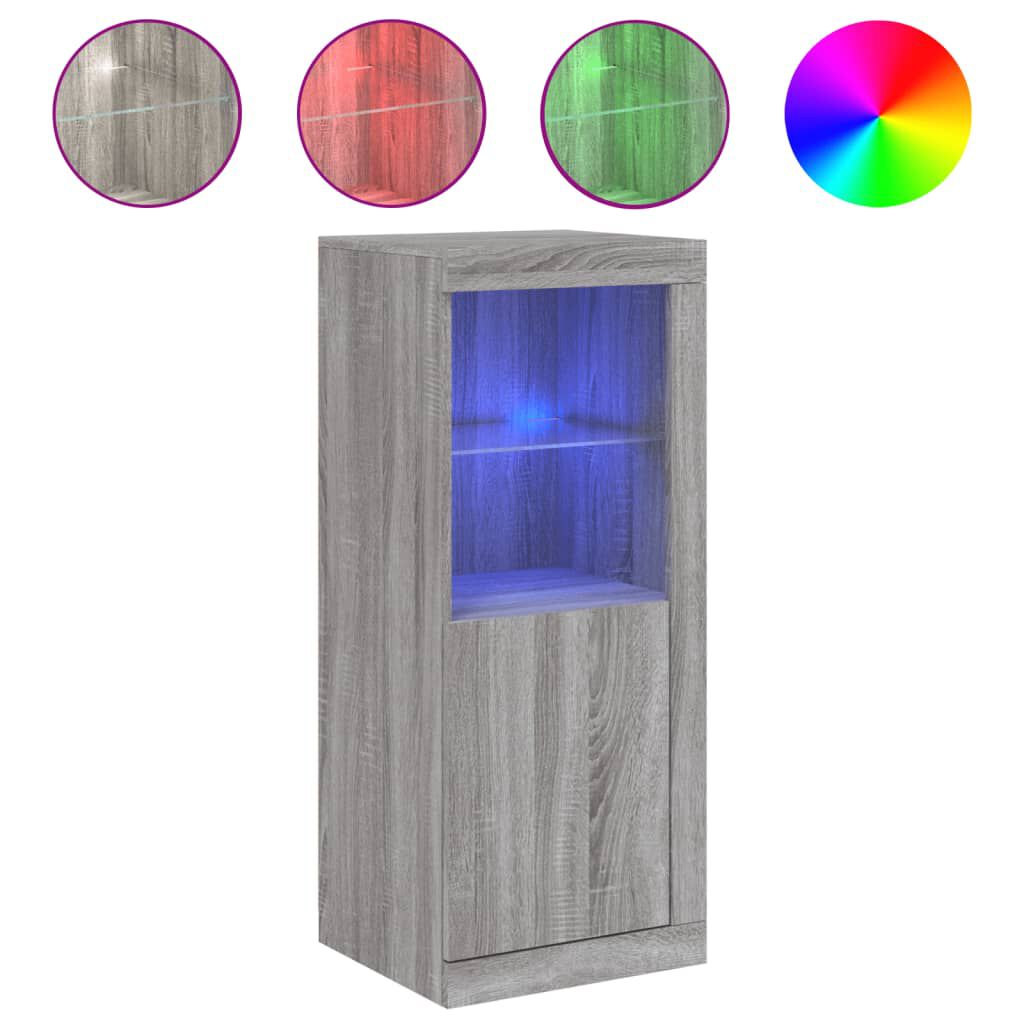 Schrank Sideboard mit LED Beleuchtung Grau Sonoma für Wohnzimmer & Flur