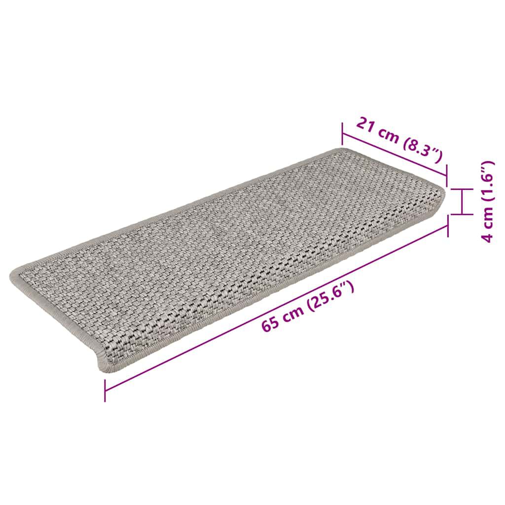Treppenmatten Selbstklebend Sisal-Look 15 Stk. 65x21x4 Platina