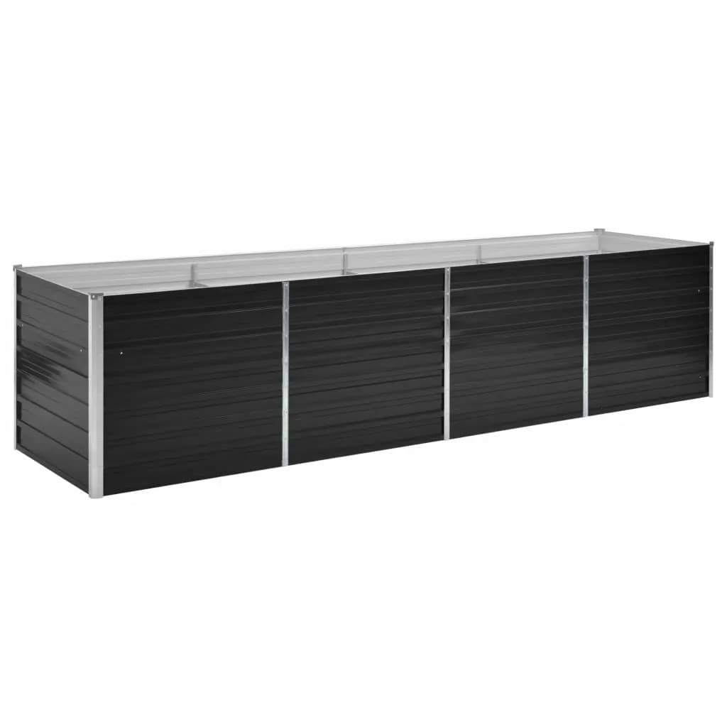 Garten-Hochbeet Anthrazit 320 x 80 x 77 cm Verzinkter Stahl Hochbeet Gemüsebeet