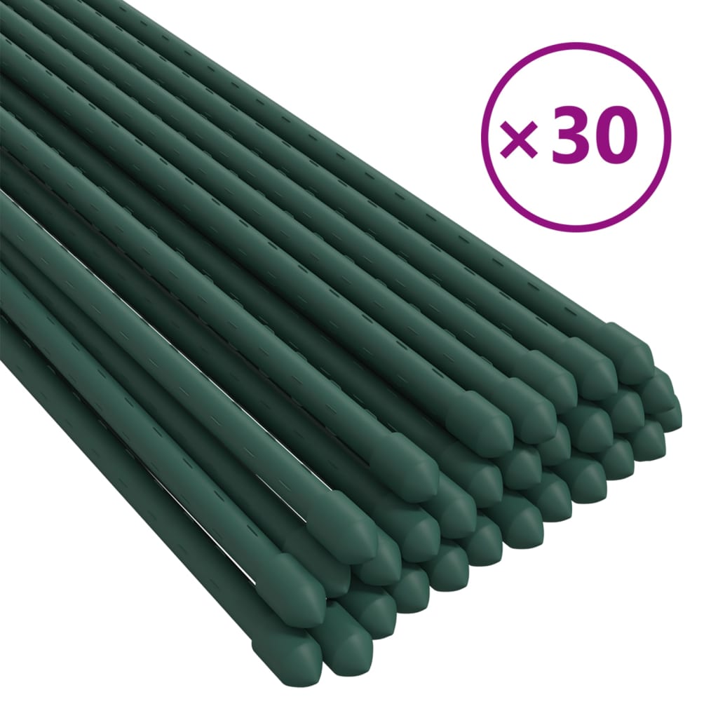 Gartenpflanzstäbe Pflanzenstützen Rankhilfe 30 Stk. Grün 90 cm Stahl