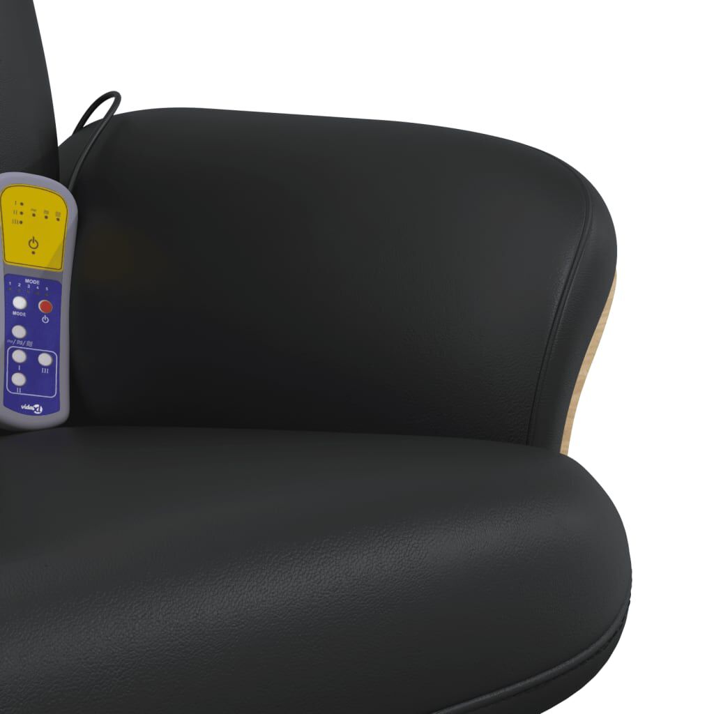 Massagesessel mit Hocker schwarz Kunstleder komfortabel und elegant