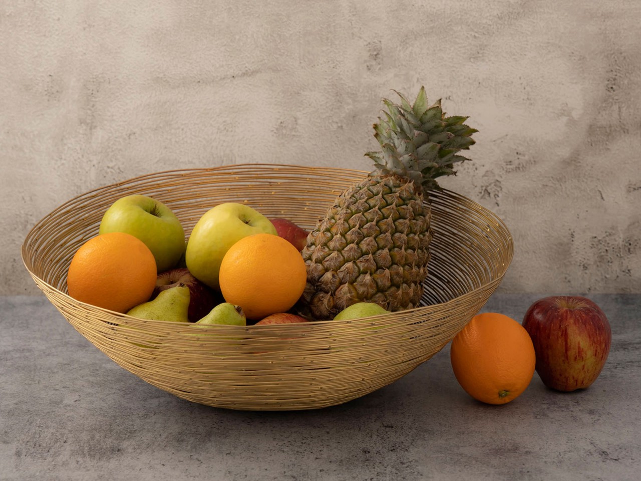 Obstkorb 4-teilig Metall ø 40 cm H 11 cm Brotkorb Obstschale rund silber o gold Vita Drahtstruktur