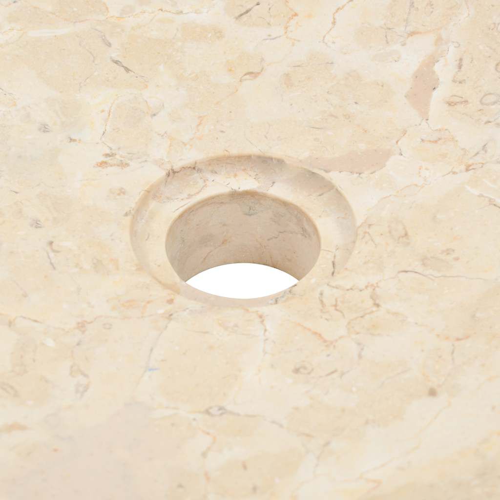 Waschbecken rund Creme 40x12 cm hochwertiger Marmor Naturstein