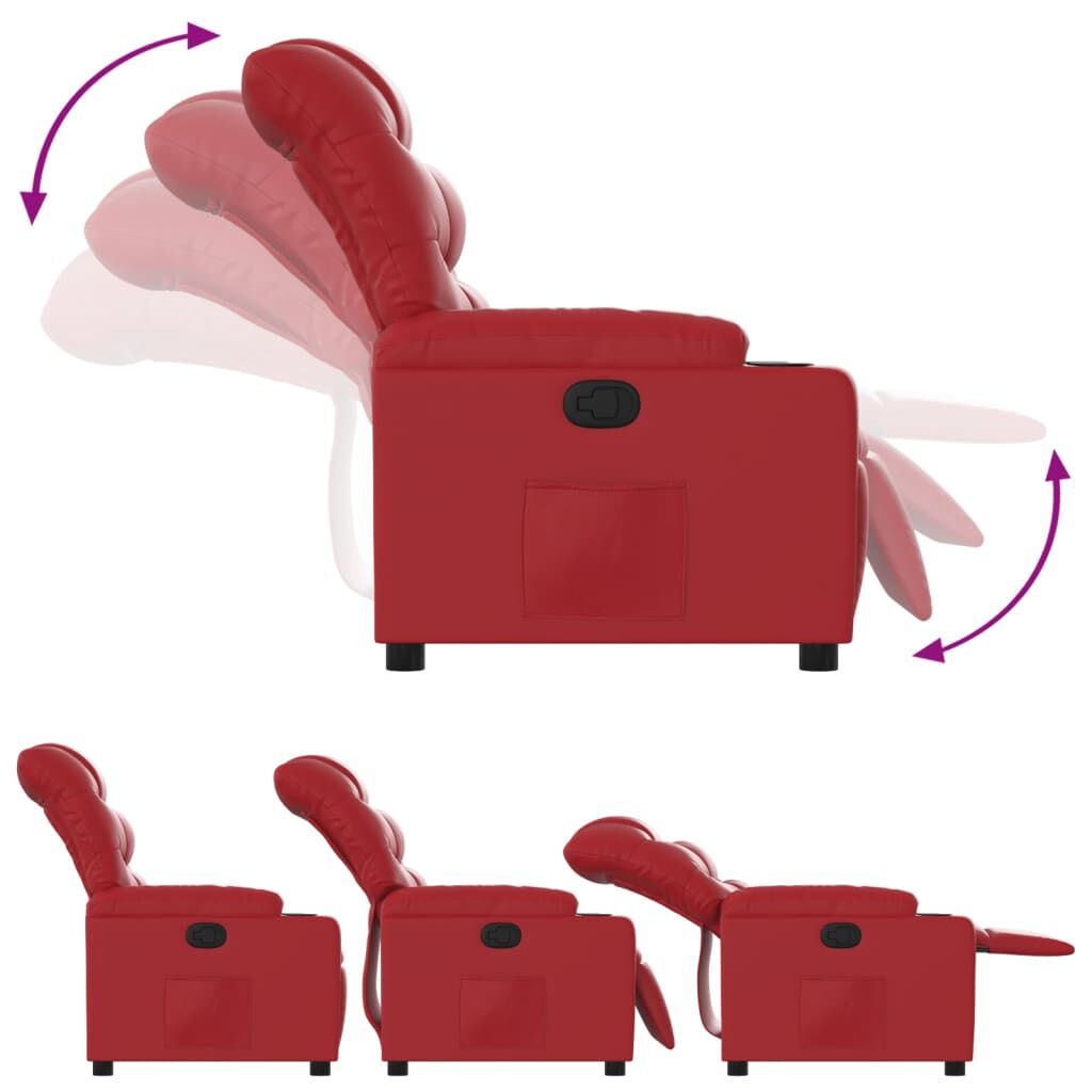 Relaxsessel aus Kunstleder in Rot stilvoll bequem ideal für Wohnzimmer