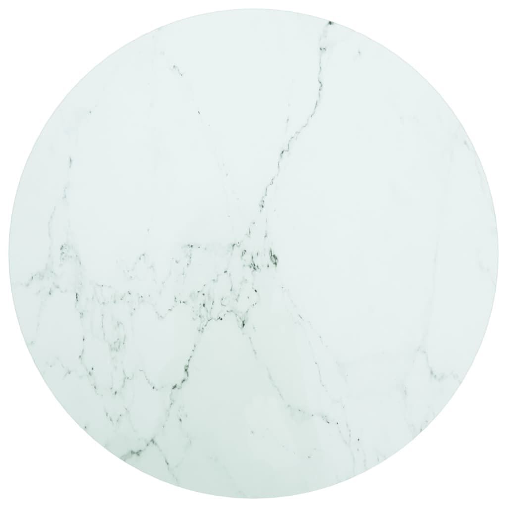 Tischplatte Weiß Ø60x0,8 cm Hartglas in Marmoroptik