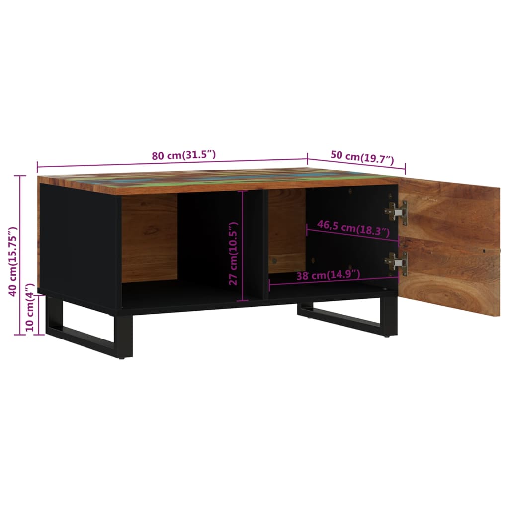 Couchtisch mit Staufach Tür Lowboard 80x50x40cm Massivholz Altholz Ablage Couchtisch mit Staufach Tür Lowboard 80x50x40cm Massivholz Altholz Ablage