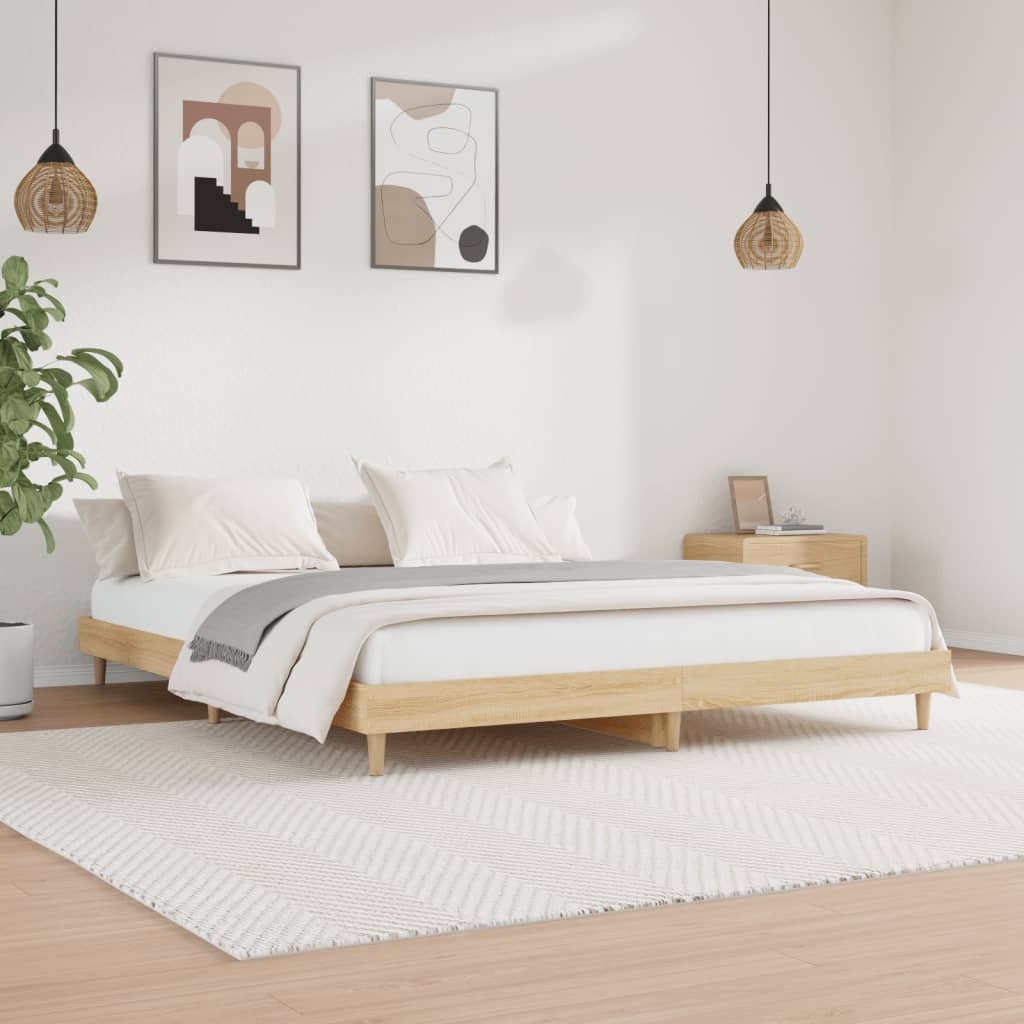 Bettgestell Bettrahmen Queensize Doppelbett Ehe Bett Sonoma Eiche 150x200cm