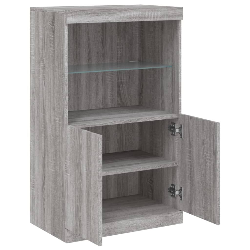 Sideboard Grau Sonoma 60x37x100 cm mit LED Beleuchtung modern gestaltet