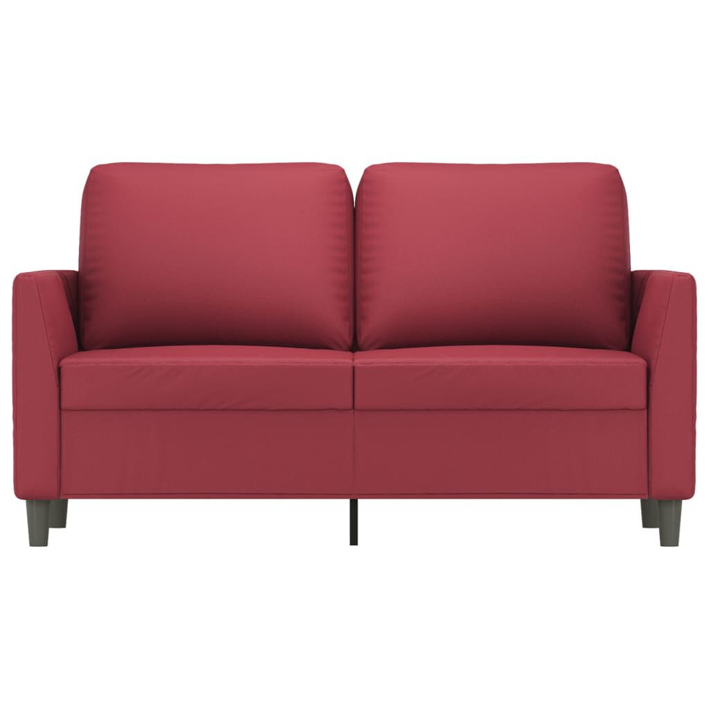 Weinrotes Sofa Couch für zwei Personen 120 cm Kunstleder modern Design Weinrotes Sofa Couch für zwei Personen 120 cm Kunstleder modern Design