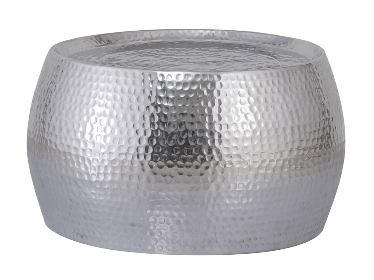 Couchtisch 2er Set Dakar rund ø 59/48 x H 30/28 cm silber Aluminium gehämmert