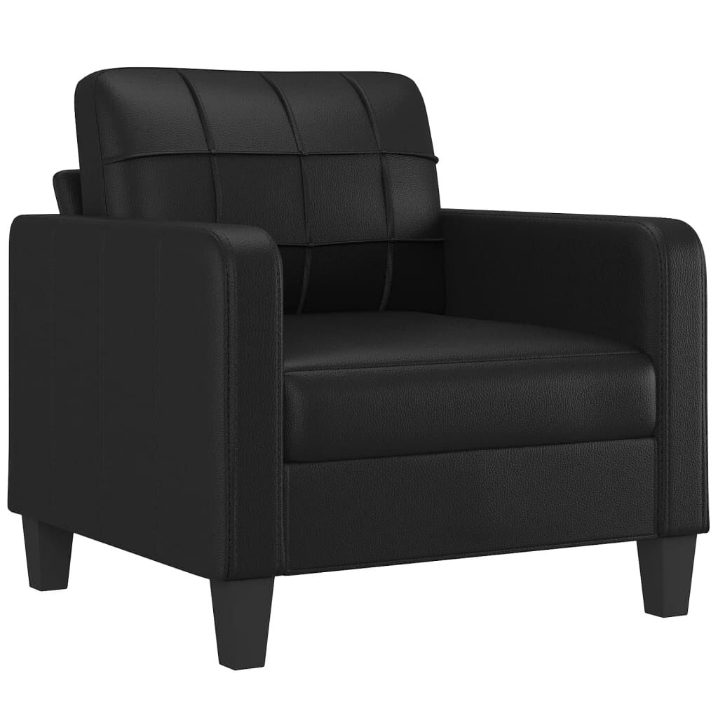Schwarzer Sessel 60 cm Sitzbreite gepolstert Kunstleder modern