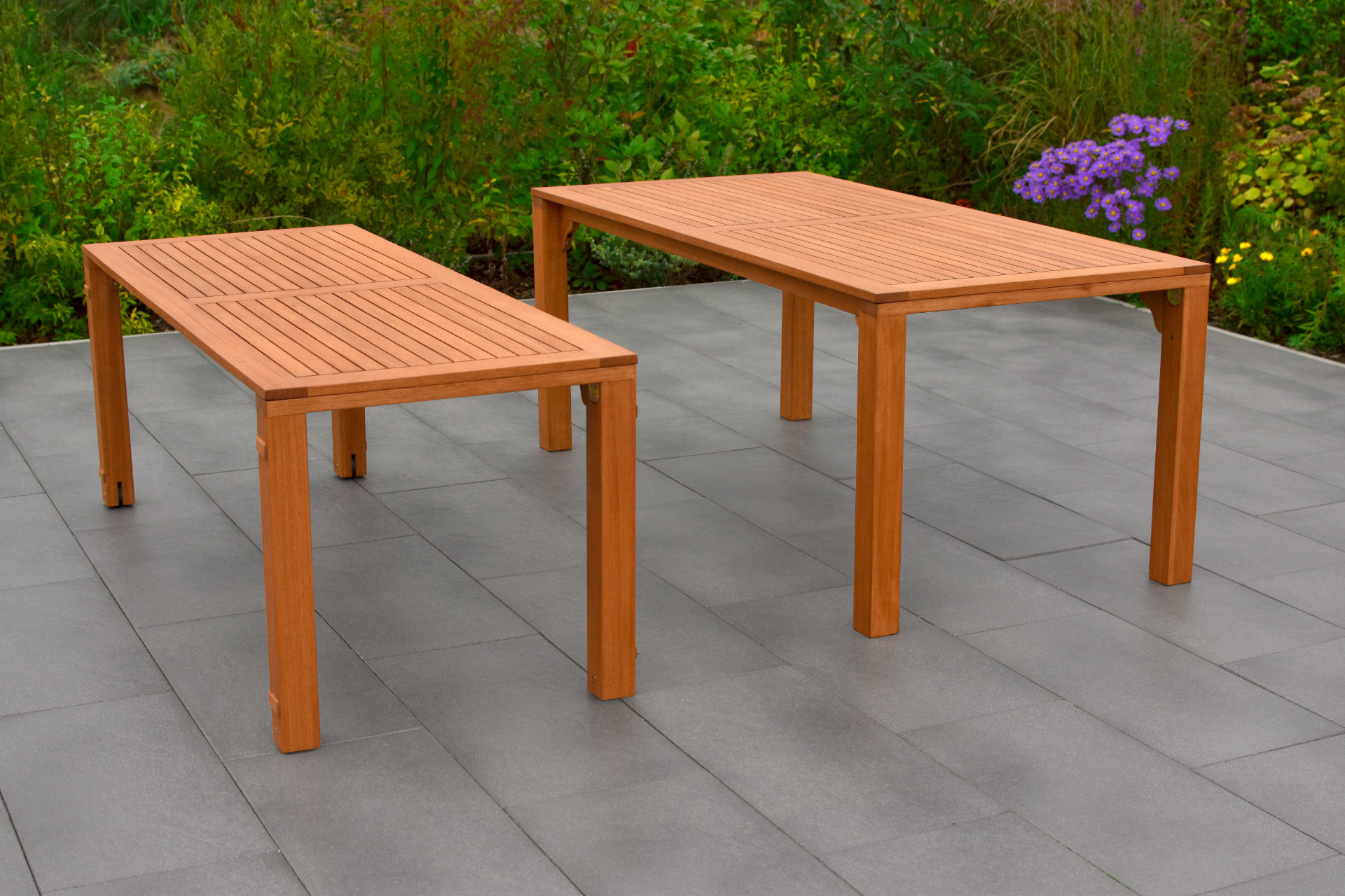 Comodoro Gartenmöbel-Set für 10 Personen – 11-teilig aus FSC® Eukalyptusholz mit Flex-Ausziehtisch 185–370 cm, 8 Klappsesseln & 2 Relax-Klappsesseln mit Fußteil