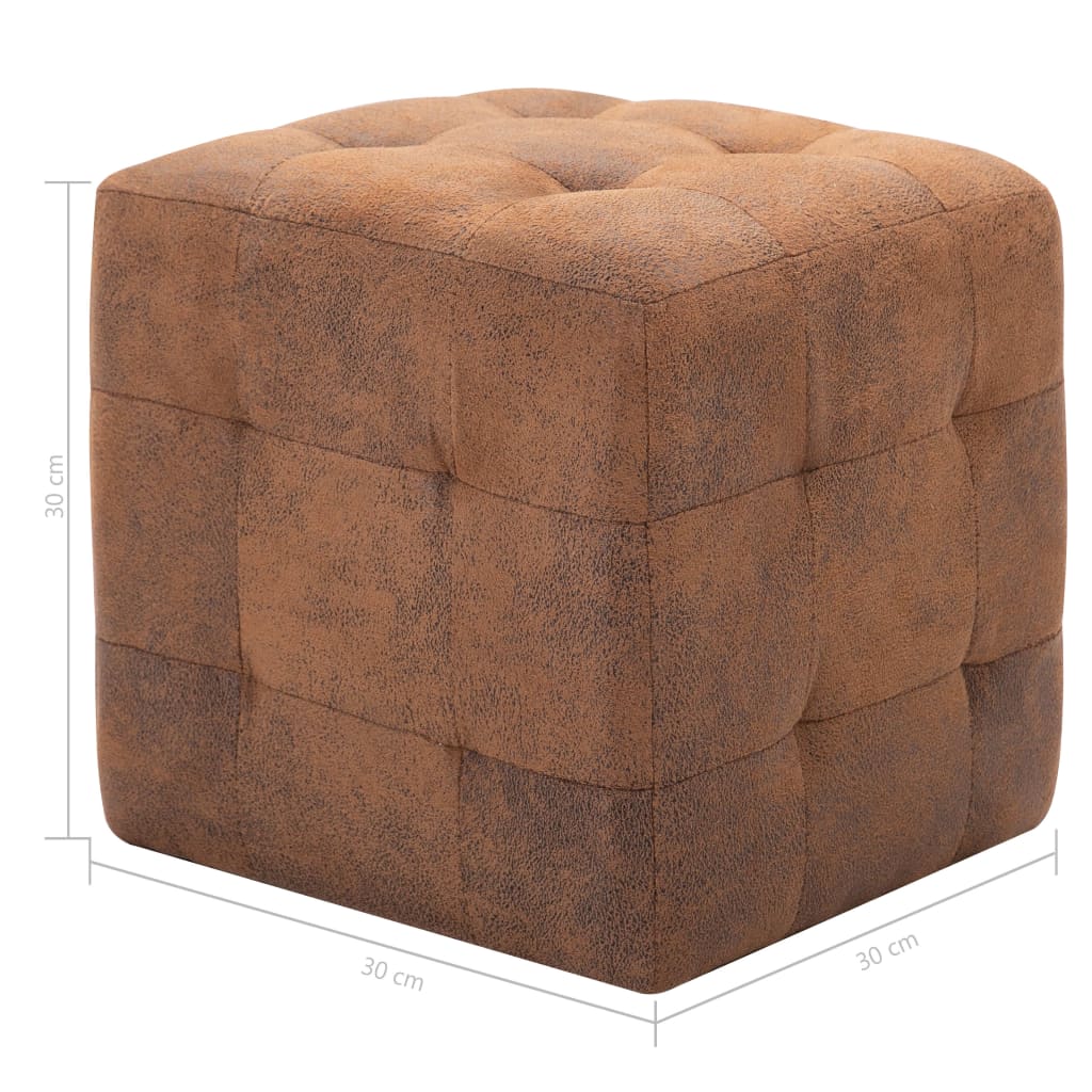 Nachttische 2er Set braun 30x30x30cm Wildleder Optik Schlafzimmer elegant modern