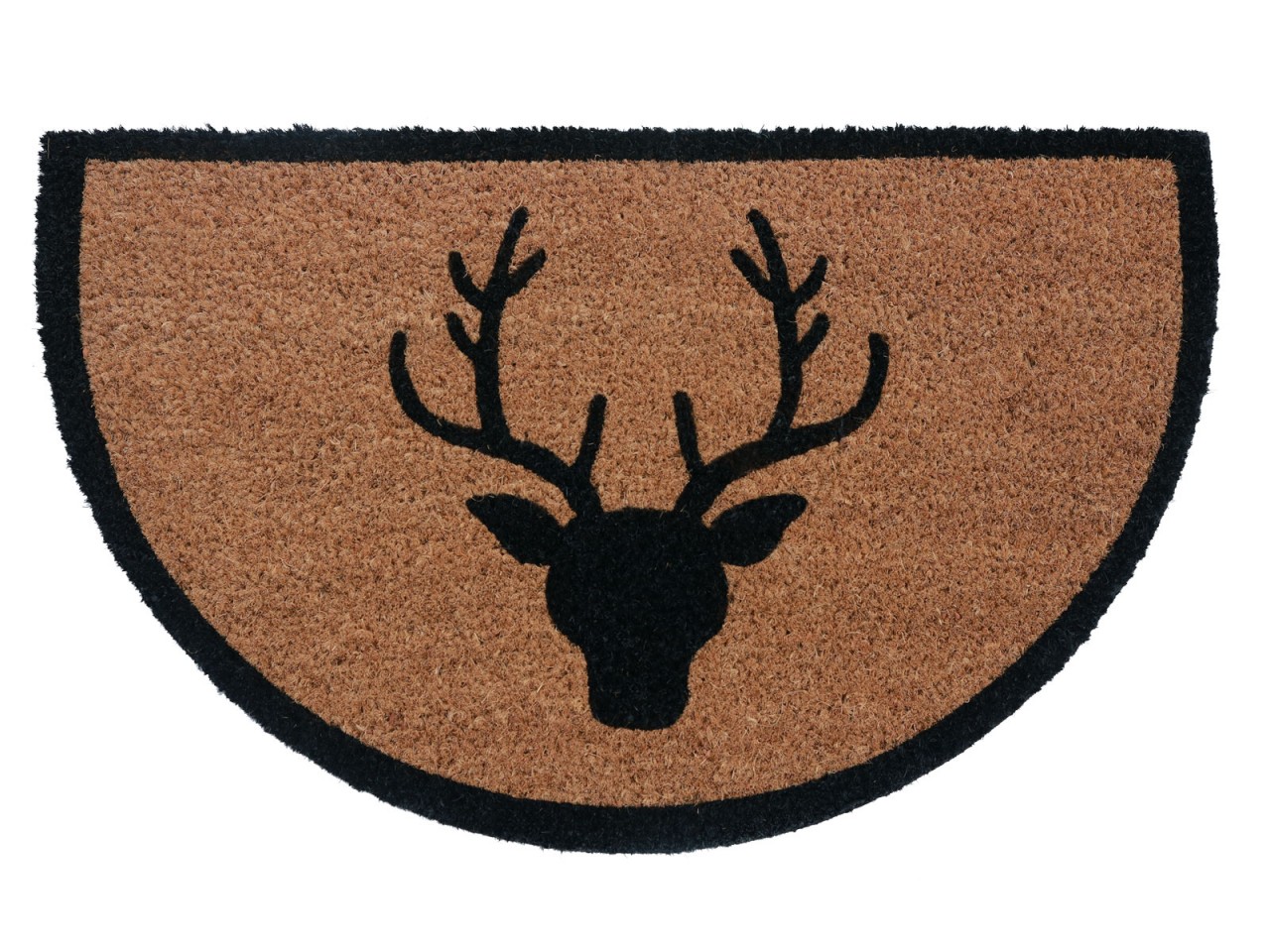 Kokosmatte Set 10 Stück Fußmatte halbrund 75 x 45 cm Türvorleger Fußabtreter Hirsch Motiv Haustür