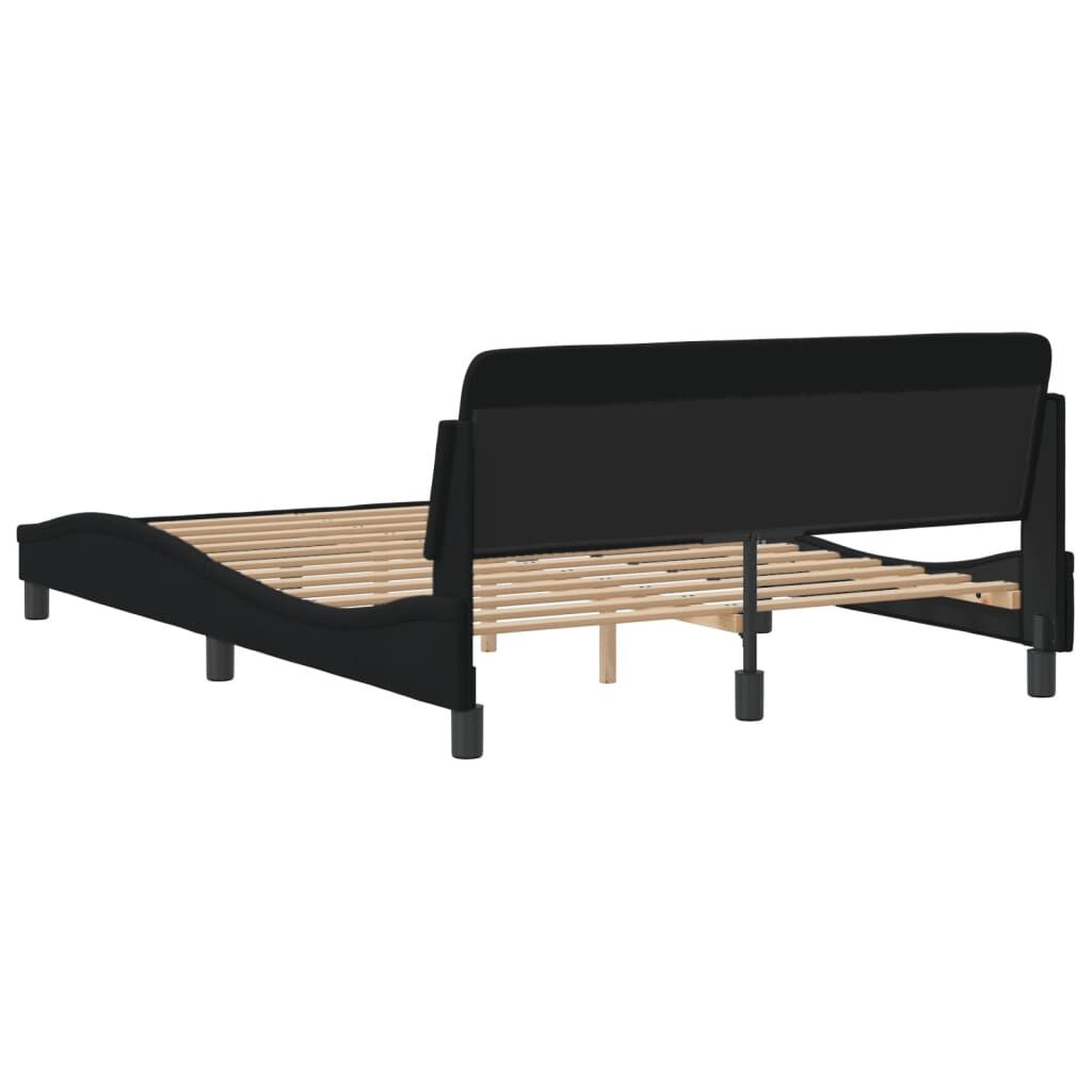 Bettgestell Schwarz 140x190 cm aus Stoff ohne Matratze stabil und modern