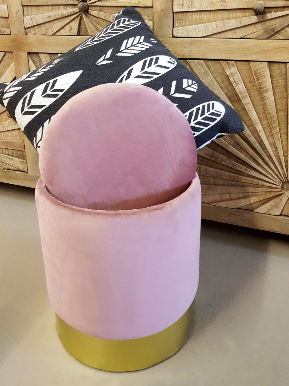 Samthocker Deko Hocker Samt Pouf Dekopouf Velour Hocker mit Stauraum u. Deckel Ø 31 H 38 cm