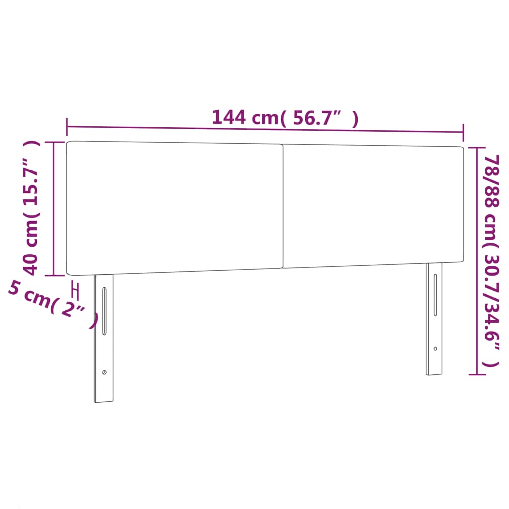 Bett Kopfteile 2er-Set Hellgrau 72x5x78/88 cm Stoff komfortables Schlafzimmer