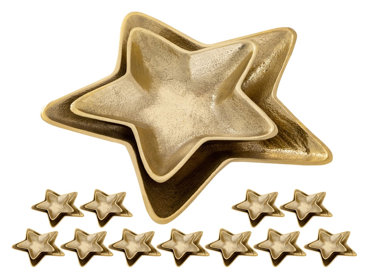 Dekoschalen Stern 12x 2er Set Masterbox Starlight gold o. silber Weihnachtsdeko Aluminium Dekoschalen Stern 12x 2er Set Masterbox Starlight gold o. silber Weihnachtsdeko Aluminium