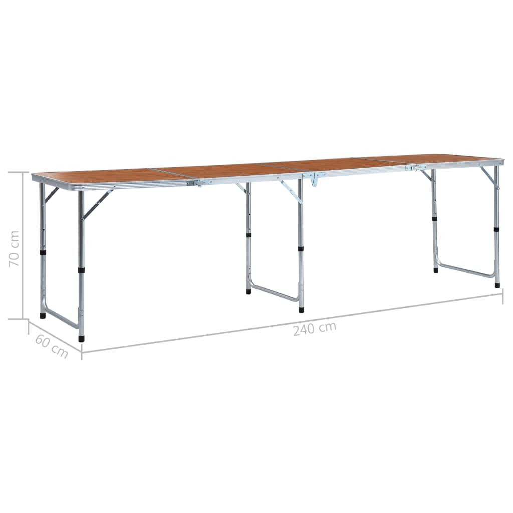 Klappbarer Campingtisch 240x60 cm aus Aluminium für Outdoor oder Garten