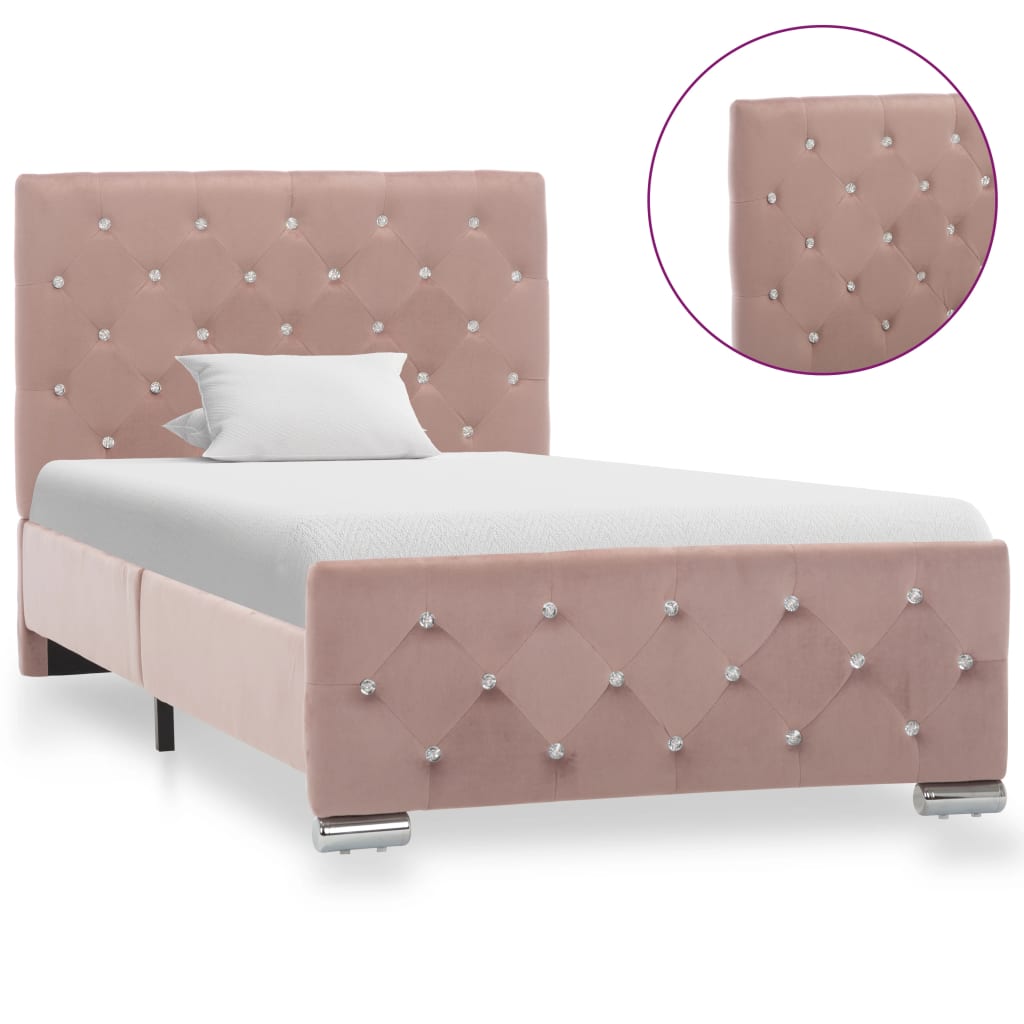 Bettgestell Rosa 90x200 cm Weicher Samt hochwertiger Look Modern stilvoll