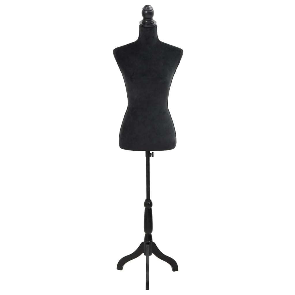 Damen Schneiderbüste Schwarz Samt höhenverstellbar 133-168 cm Schaufenster Deko Muster