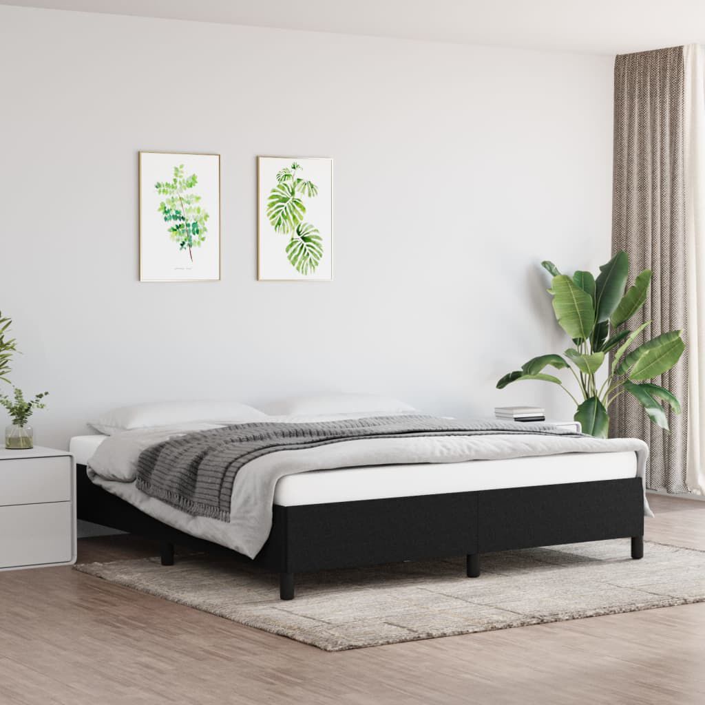 Bettgestell Schwarz 160x200 cm ohne Matratze mit Stoffbezug modern edel