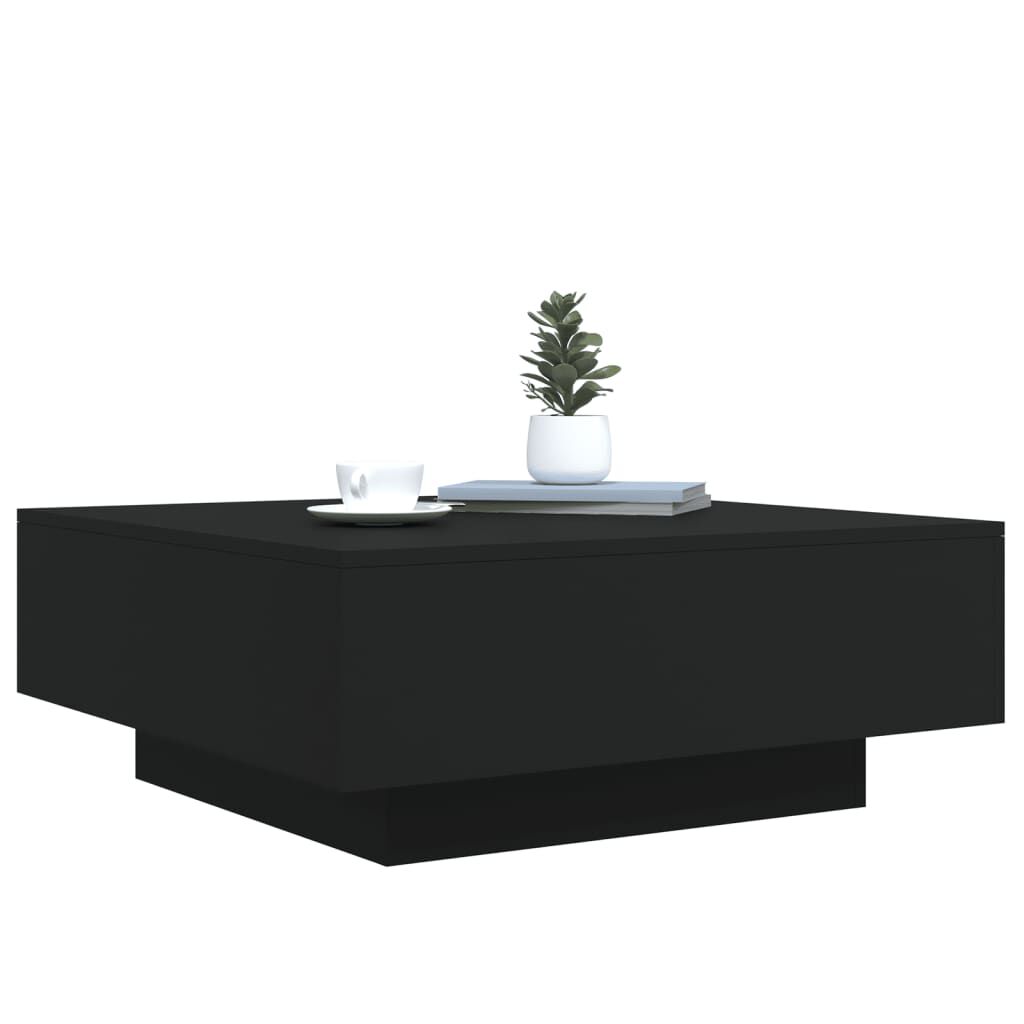 Moderner Couchtisch in Schwarz 80x80x31 cm quadratisch schlicht und praktisch