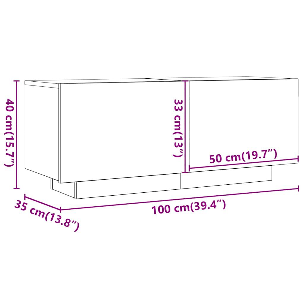 TV Board Schrank Weiß 100x35x40 cm ideal für Wohnzimmer und Multimedia