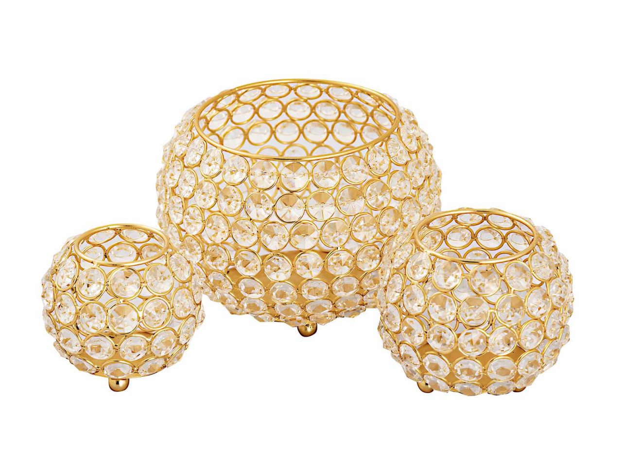 Teelichthalter Kerzenhalter Set 3-teilig Crystal Kerzenständer gold o. silber Vintage Kristall Teelichthalter Kerzenhalter Set 3-teilig Crystal Kerzenständer gold o. silber Vintage Kristall