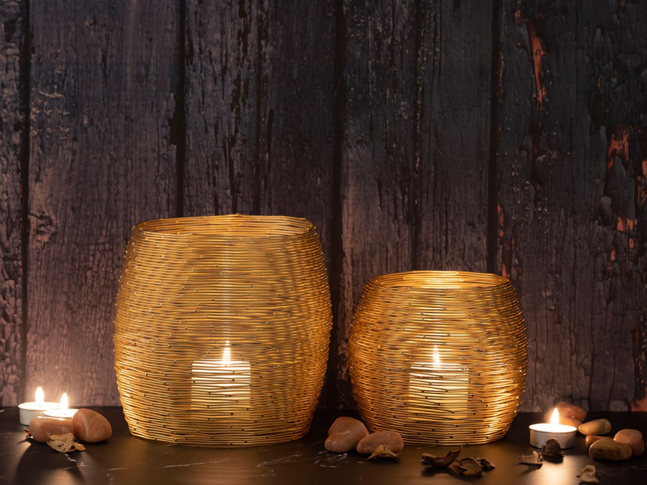 Kerzenständer Set 2-teilig Teelichthalter Windlichter Paris gold o. silber Kerzenhalter