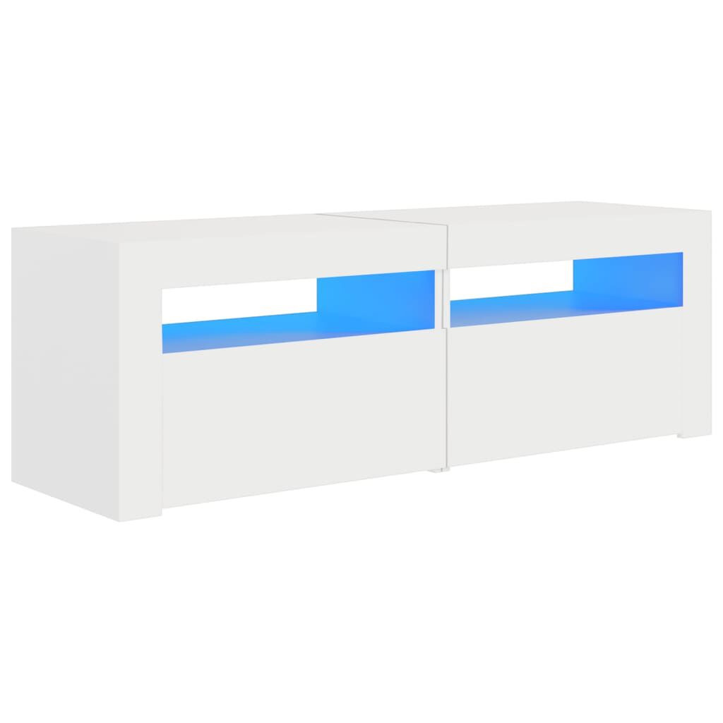 TV-Schrank Weiß 120 x 35 x 40 cm mit LED-Beleuchtung modern schlicht