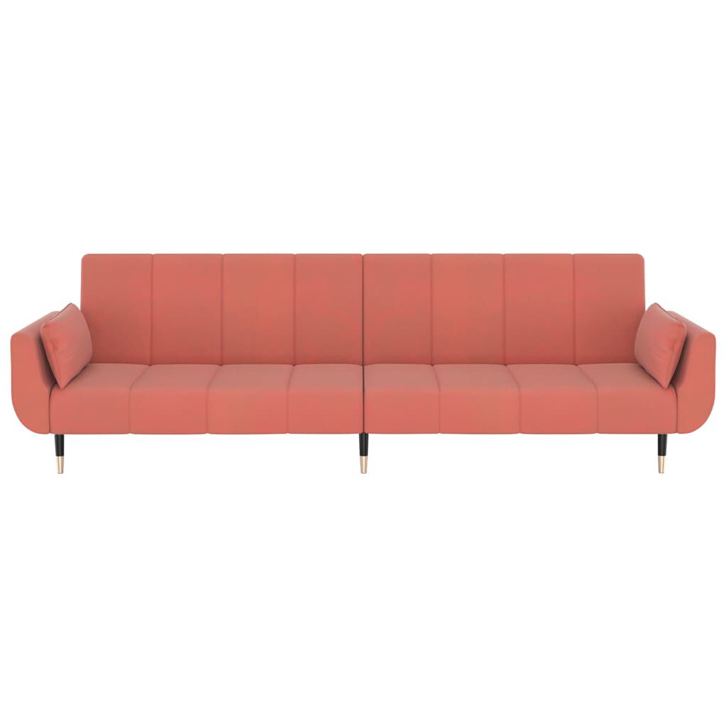 Schlafsofa 2 Sitzer mit 2 Kissen Rosa Samt