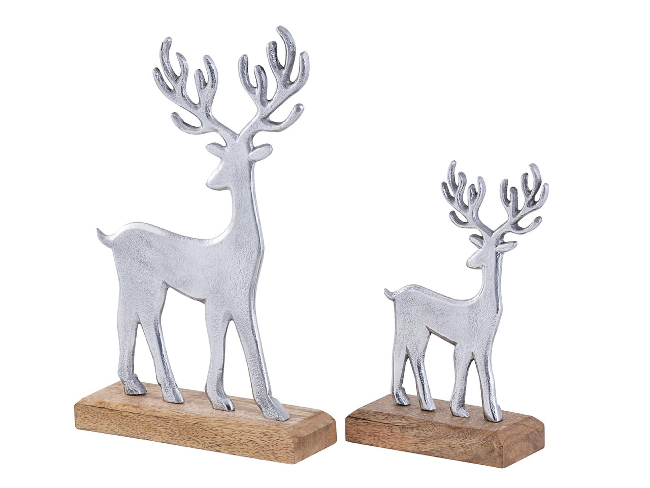 Dekofigur 2er Set Hirsche Aufsteller 14/20x22/32cm Masterbox 8-teilig Aluminium