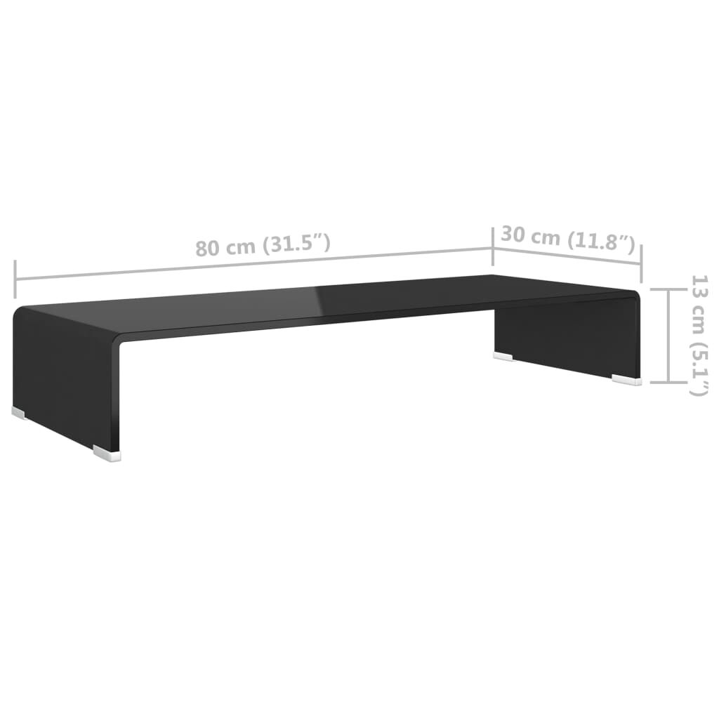 TV Tisch Glas Schwarz 80x30x13 cm ideal als Bildschirmständer oder Erhöhung