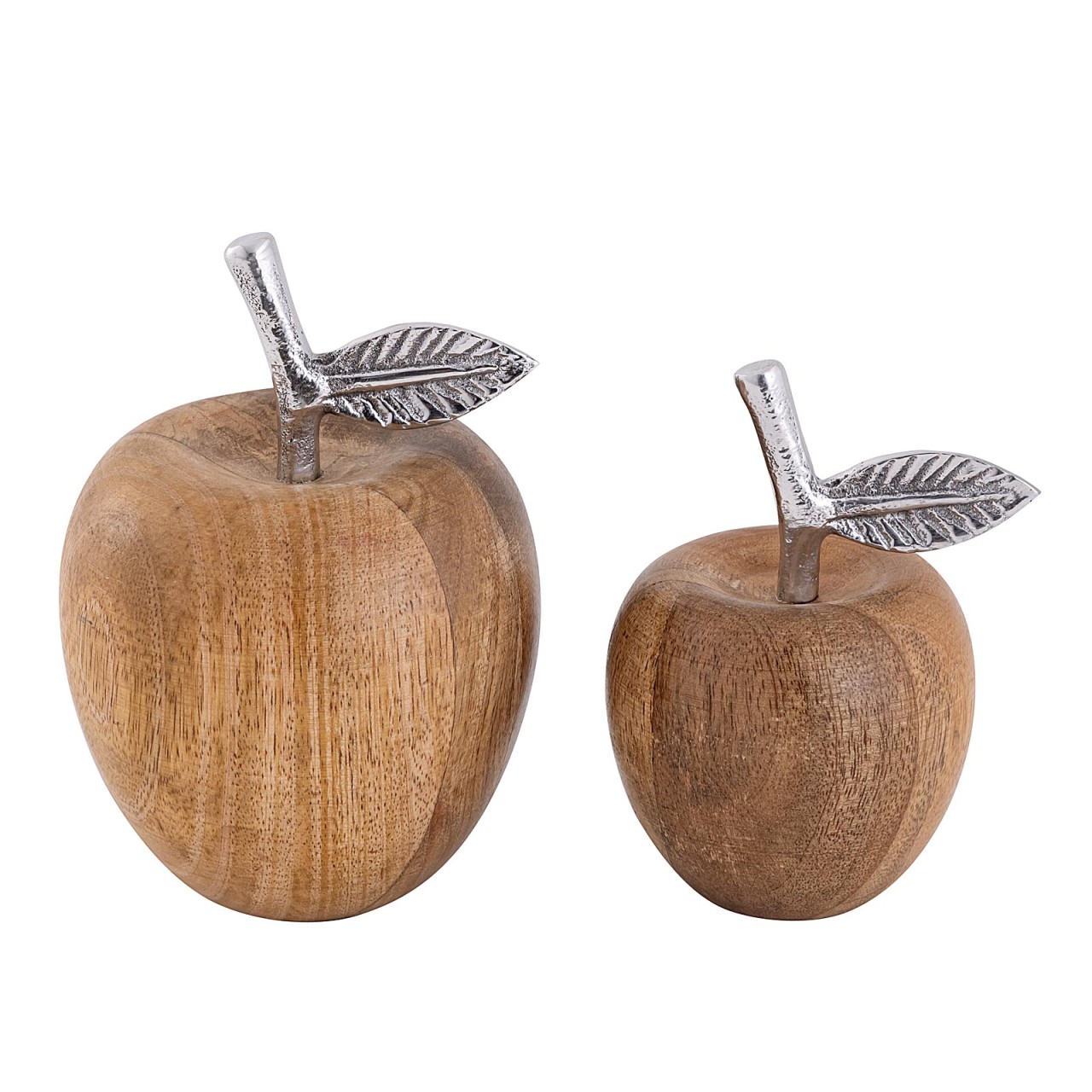 Dekofiguren 2er Set Apfel H15/13x11/9cm Aufsteller Masterbox 12-teilig Mangoholz