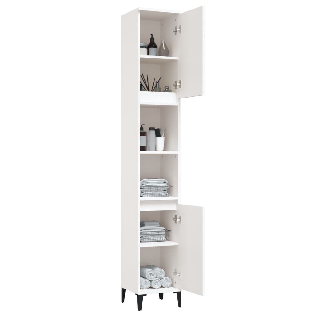 Badschrank Weiß 30x30x190 cm Holzwerkstoff
