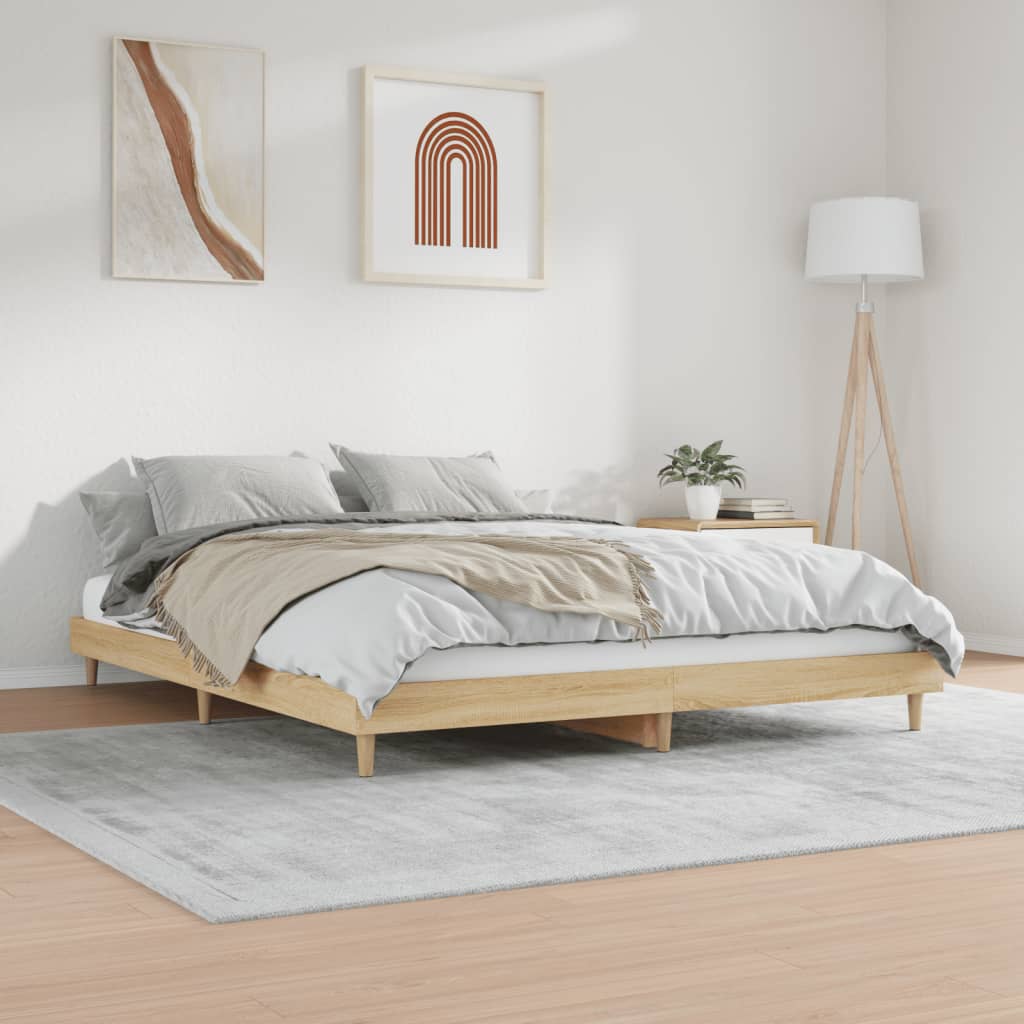 Bettgestell Bettrahmen Queensize Doppelbett Ehe Bett Sonoma Eiche 150x200cm