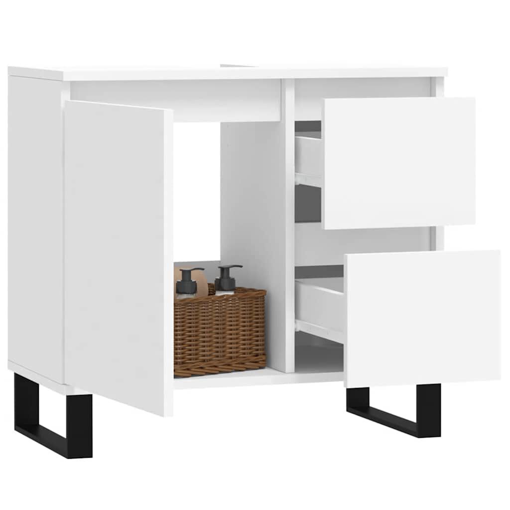 Kompakter Badschrank Weiß 65 x 33 x 60 cm aus Holzwerkstoff modern
