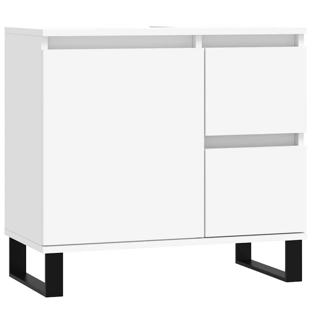 Kompakter Badschrank Weiß 65 x 33 x 60 cm aus Holzwerkstoff modern