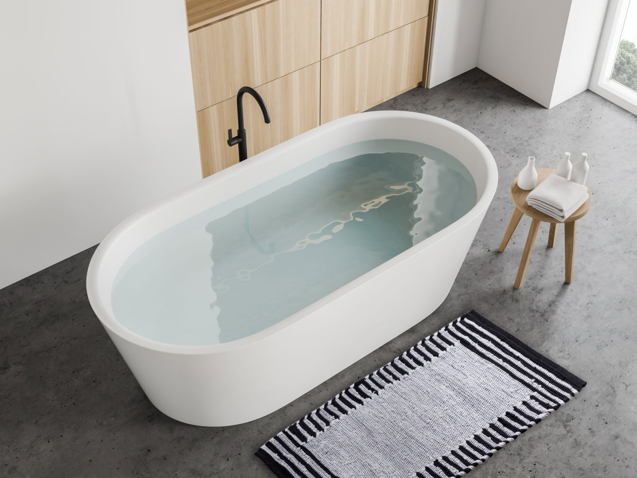 Badezimmerteppich Set 2er groß 80 x 50 cm 100% Baumwolle Badteppich Badematte Badvorleger Chindi