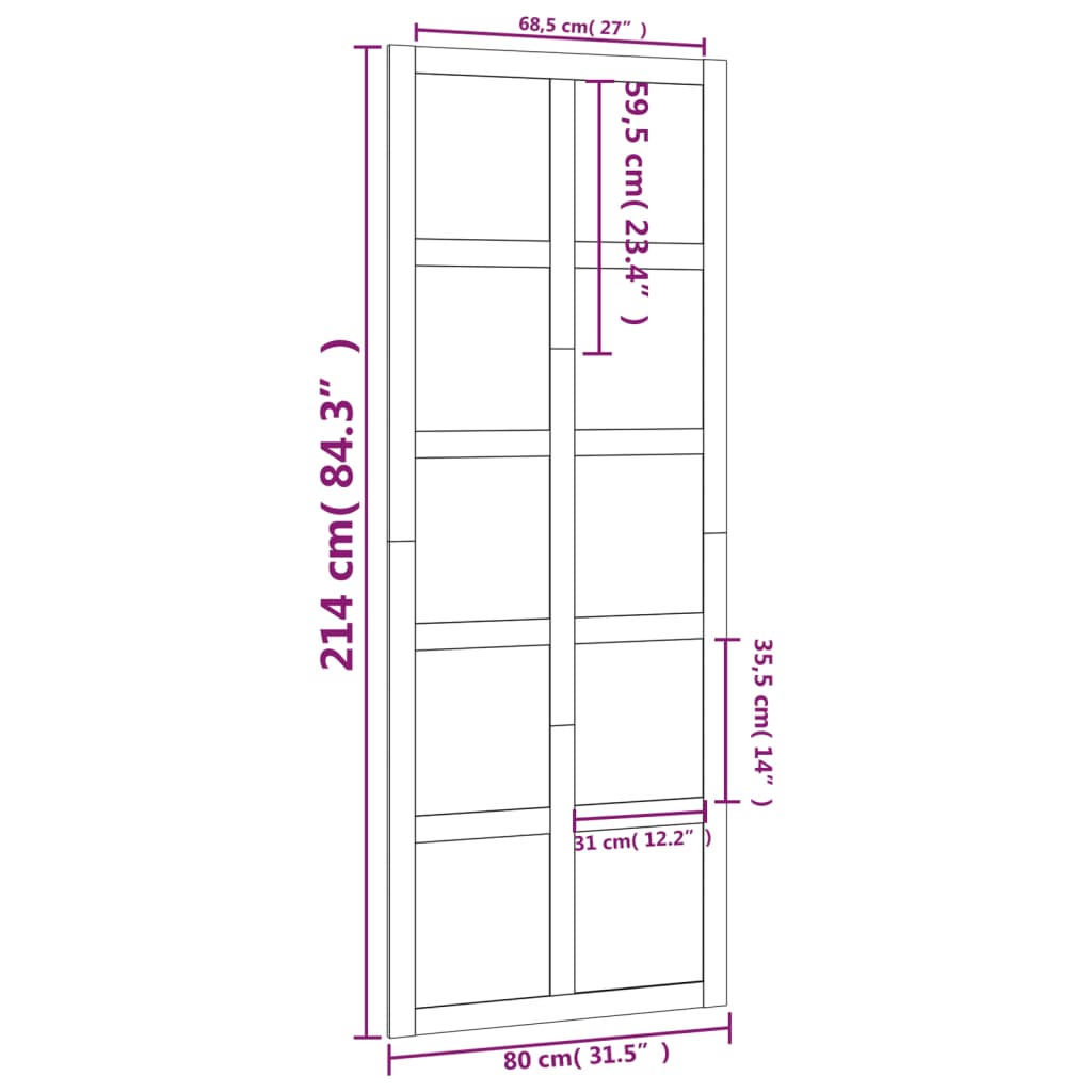 vidaXL Scheunentor 80 x 1,8 x 214 cm Massivholz Kiefer