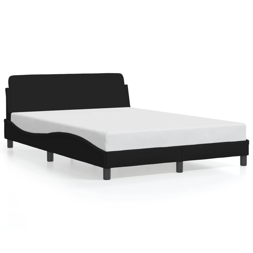 Bettgestell Schwarz 140x190 cm aus Stoff ohne Matratze stabil und modern