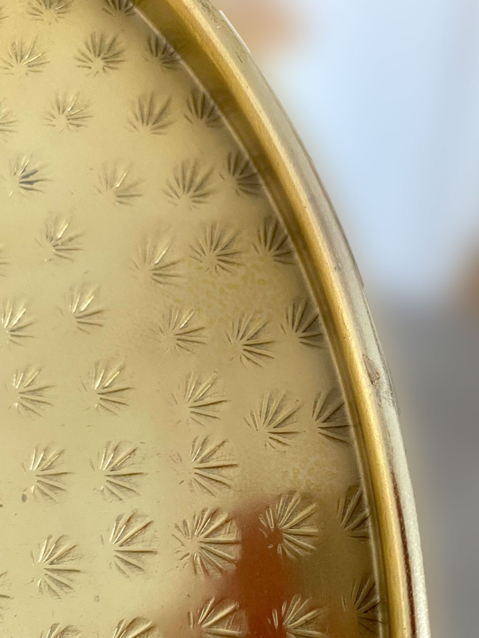 Deko Tablett ø 40 cm 2. Wahl rund gelbgold Serviertablett Metall Kerzentablett Dekotablett