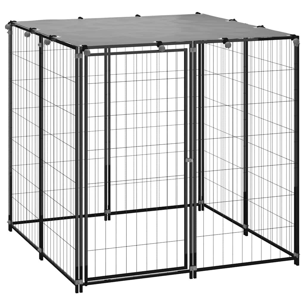 Hundezwinger aus schwarzem Stahl 110 x 110 x 110 cm sicher und stabil