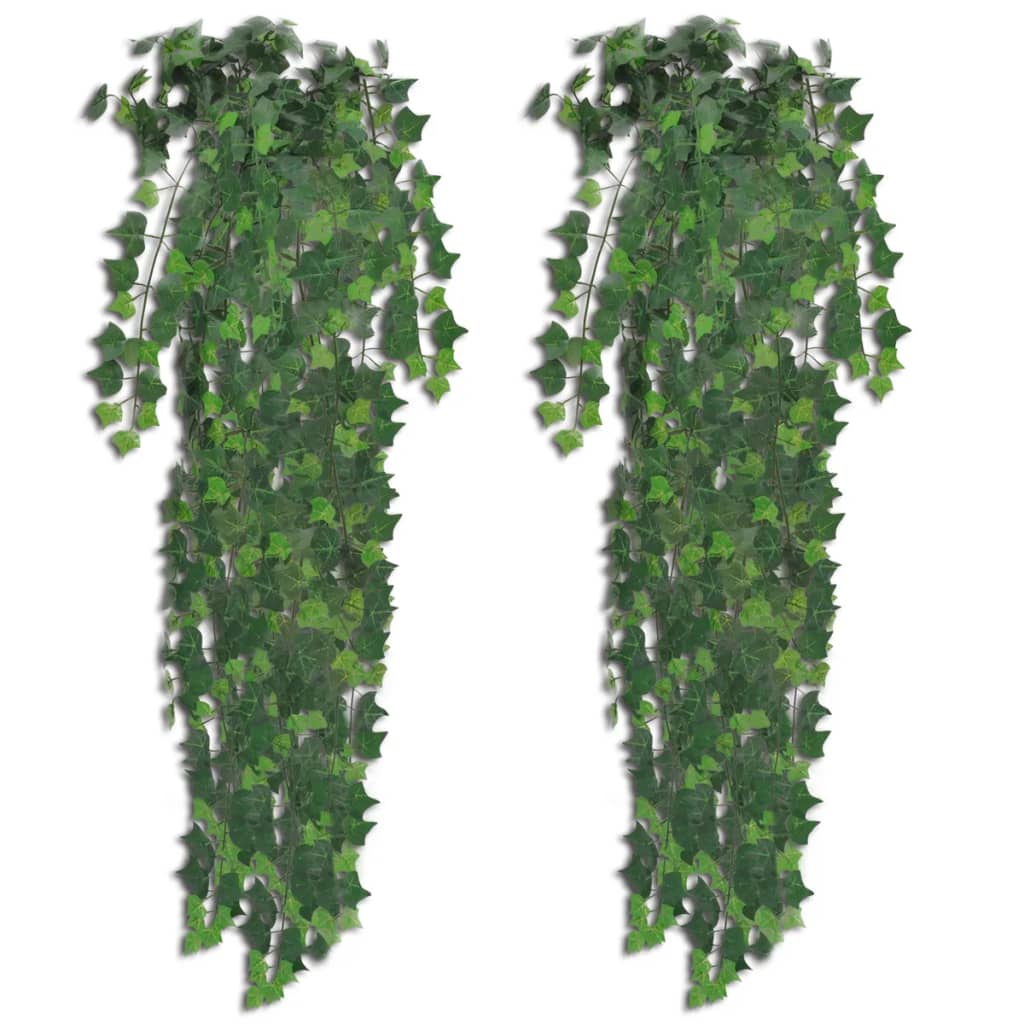 Künstliche Efeusträucher 2er Set 90cm Grün Dekoration Innen Außenbereich Garten