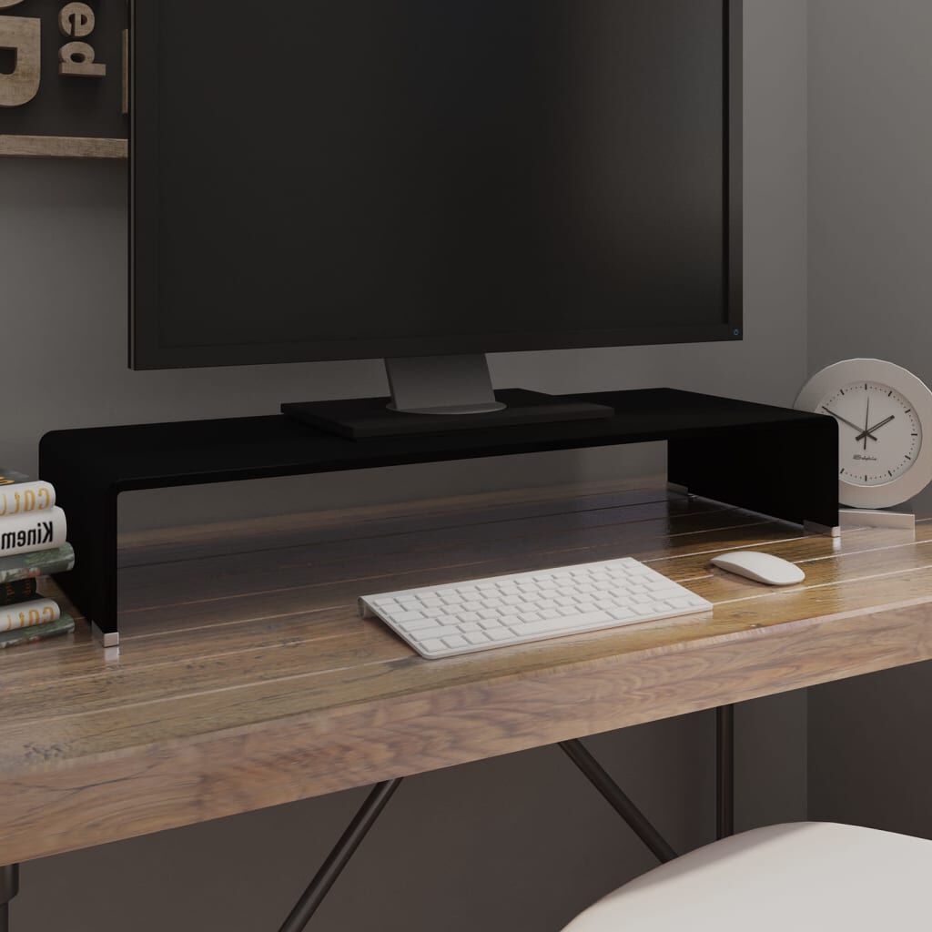 TV Tisch Glas Schwarz 80x30x13 cm ideal als Bildschirmständer oder Erhöhung