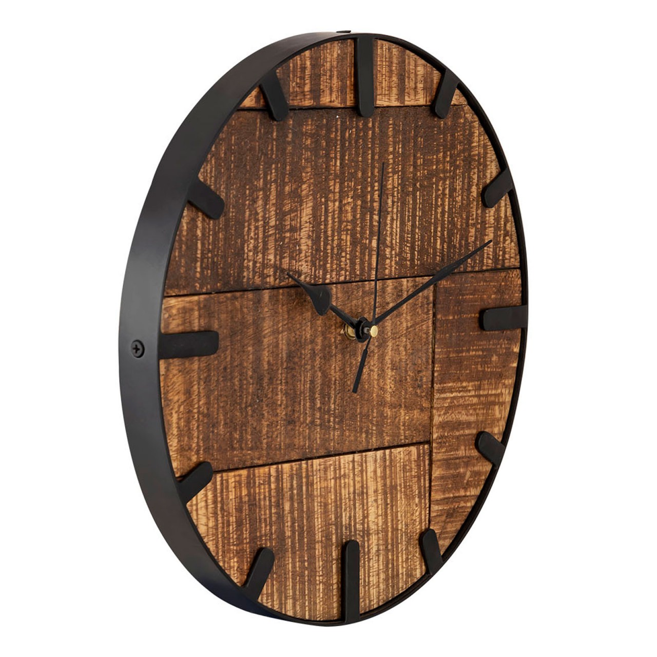 Uhr Holz ø 30 cm Wanduhr Wohnzimmeruhr modern rund aus Holz Vintage lautlos Mangoholz massiv