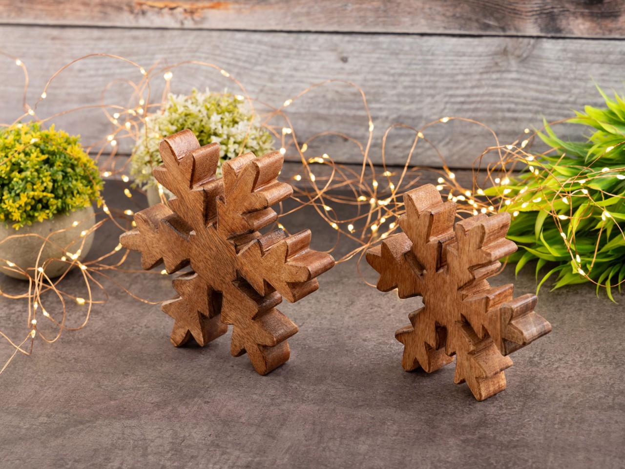 Holzfiguren Schneeflocke 24x 2er Set Masterbox Dekofigur 18x18cm Weihnachtsdekoration