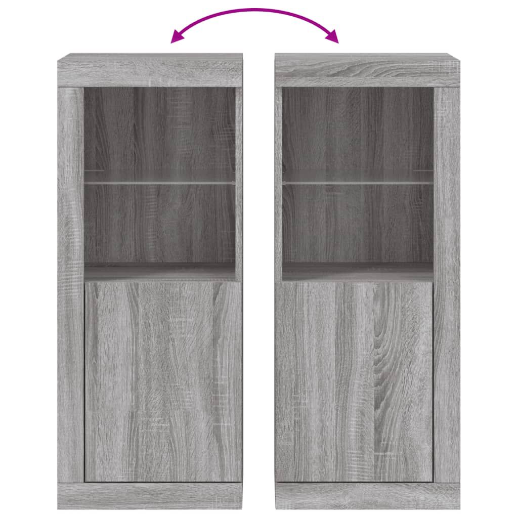 Schrank Sideboard mit LED Beleuchtung Grau Sonoma für Wohnzimmer & Flur