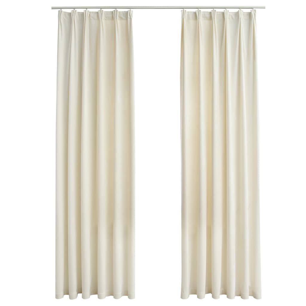 Verdunkelungsvorhänge mit Haken 2 Stk. Samt Creme 140x175cm
